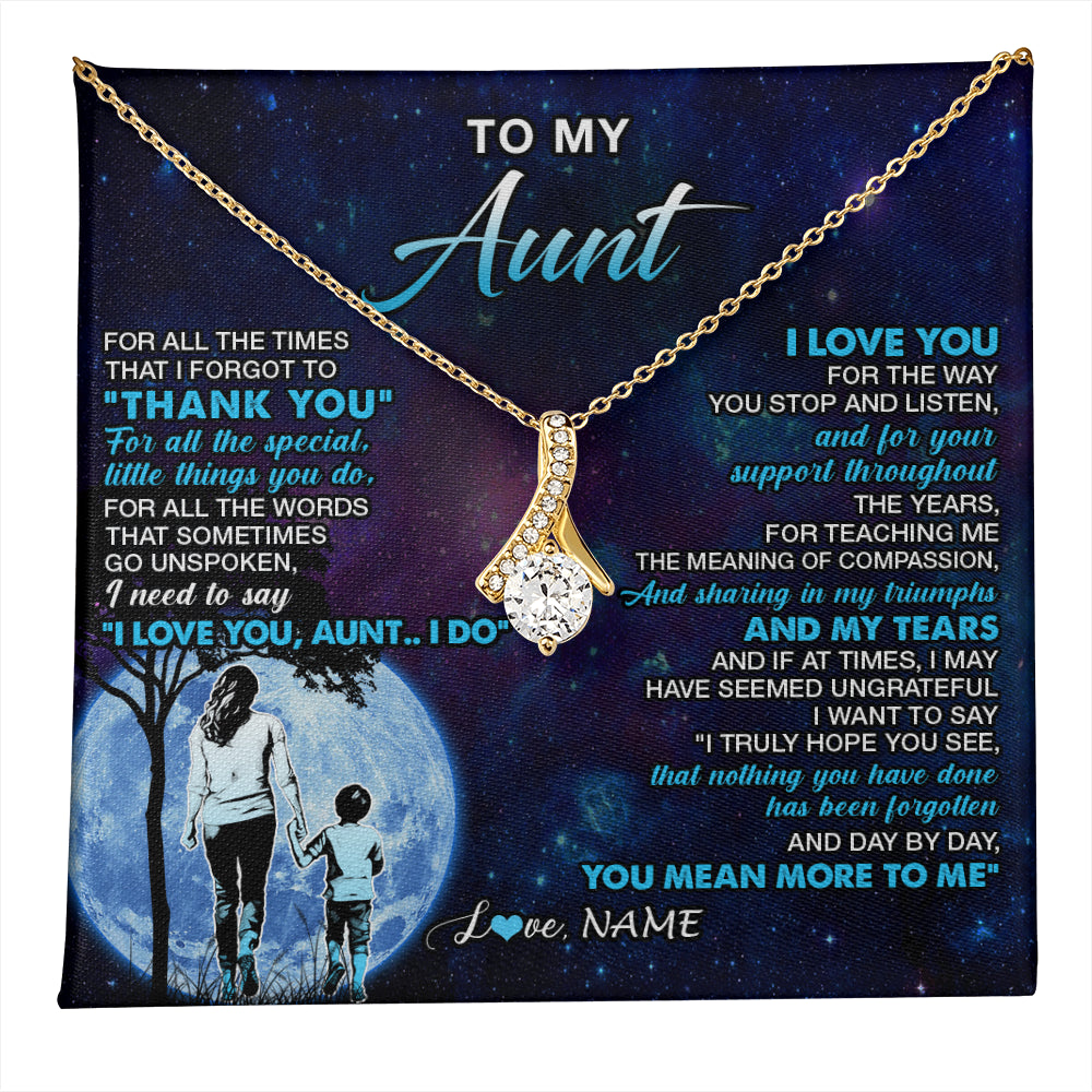 Alluring Beauty Necklace 18K Yellow Gold Finish | 1 | Personalized To My Aunt Necklace From Nephew Thank You Day By Day Aunt Birthday Gifts Mothers Day Christmas Customized Gift Box Message Card | teecentury