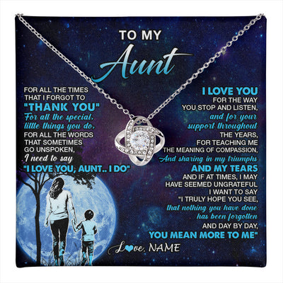Love Knot Necklace 14K White Gold Finish | 1 | Personalized To My Aunt Necklace From Nephew Thank You Day By Day Aunt Birthday Gifts Mothers Day Christmas Customized Gift Box Message Card | teecentury