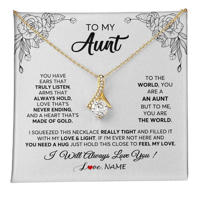 Alluring Beauty Necklace 18K Yellow Gold Finish | 1 | Personalized To My Aunt Necklace From Niece Nephew Hold This Close Feel My Love Aunt Birthday Mothers Day Christmas Jewelry Customized Gift Box Message Card | teecentury