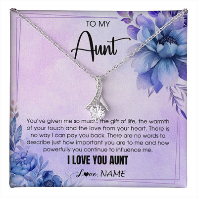 Alluring Beauty Necklace 14K White Gold Finish | 1 | Personalized To My Aunt Necklace From Niece Nephew I Love You Aunt Birthday Gifts Mothers Day Thanksgiving Christmas Jewelry Customized Gift Box Message Card | teecentury