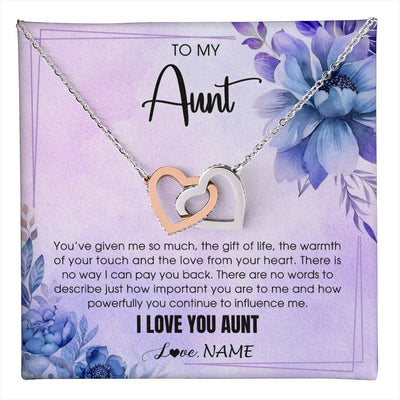 Interlocking Hearts Necklace Stainless Steel & Rose Gold Finish | 1 | Personalized To My Aunt Necklace From Niece Nephew I Love You Aunt Birthday Gifts Mothers Day Thanksgiving Christmas Jewelry Customized Gift Box Message Card | teecentury