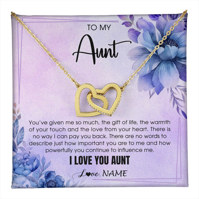 Interlocking Hearts Necklace 18K Yellow Gold Finish | 1 | Personalized To My Aunt Necklace From Niece Nephew I Love You Aunt Birthday Gifts Mothers Day Thanksgiving Christmas Jewelry Customized Gift Box Message Card | teecentury
