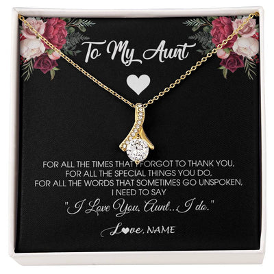 Alluring Beauty Necklace 18K Yellow Gold Finish | Personalized To My Aunt Necklace From Niece Nephew I Need To Say I Love You Aunt Jewelry Birthday Mothers Day Christmas Customized Message Card | teecentury