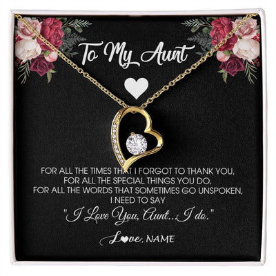 Forever Love Necklace 18K Yellow Gold Finish | Personalized To My Aunt Necklace From Niece Nephew I Need To Say I Love You Aunt Jewelry Birthday Mothers Day Christmas Customized Message Card | teecentury