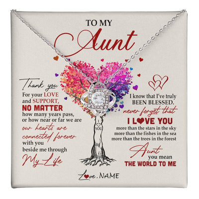 Love Knot Necklace 14K White Gold Finish | 1 | Personalized To My Aunt Necklace From Niece Nephew Never Forget That I Love You You Mean The World Aunt Birthday Mothers Day Christmas Customized Gift Box Message Card | teecentury