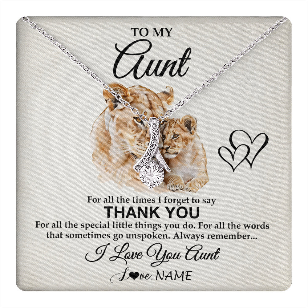 Alluring Beauty Necklace 14K White Gold Finish | 1 | Personalized To My Aunt Necklace From Niece Nephew Thank You Lion Aunt Gift For Mothers Day Birthday Gift Christmas For Aunt Customized Gift Box Message Card | teecentury