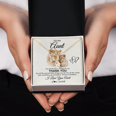 Alluring Beauty Necklace 18K Yellow Gold Finish | 2 | Personalized To My Aunt Necklace From Niece Nephew Thank You Lion Aunt Gift For Mothers Day Birthday Gift Christmas For Aunt Customized Gift Box Message Card | teecentury