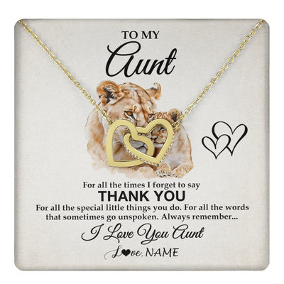Interlocking Hearts Necklace 18K Yellow Gold Finish | 1 | Personalized To My Aunt Necklace From Niece Nephew Thank You Lion Aunt Gift For Mothers Day Birthday Gift Christmas For Aunt Customized Gift Box Message Card | teecentury