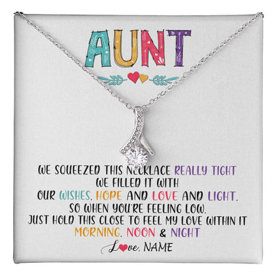 Alluring Beauty Necklace 14K White Gold Finish | 1 | Personalized To My Aunt Necklace From Niece Nephew We Squeezed This Necklace Aunt Birthday Mothers Day Christmas Jewelry Customized Gift Box Message Card | teecentury