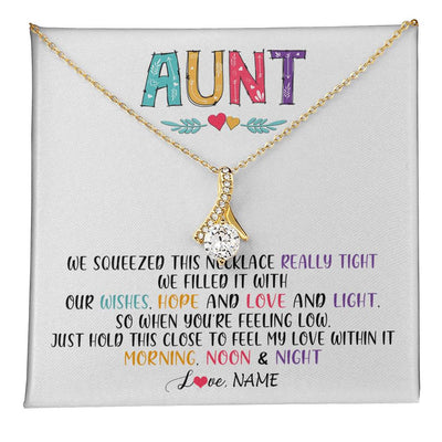 Alluring Beauty Necklace 18K Yellow Gold Finish | 1 | Personalized To My Aunt Necklace From Niece Nephew We Squeezed This Necklace Aunt Birthday Mothers Day Christmas Jewelry Customized Gift Box Message Card | teecentury