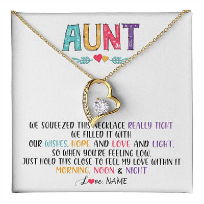 Forever Love Necklace 18K Yellow Gold Finish | 1 | Personalized To My Aunt Necklace From Niece Nephew We Squeezed This Necklace Aunt Birthday Mothers Day Christmas Jewelry Customized Gift Box Message Card | teecentury