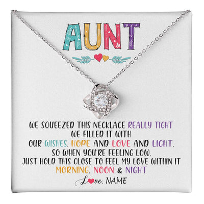 Love Knot Necklace 14K White Gold Finish | 1 | Personalized To My Aunt Necklace From Niece Nephew We Squeezed This Necklace Aunt Birthday Mothers Day Christmas Jewelry Customized Gift Box Message Card | teecentury