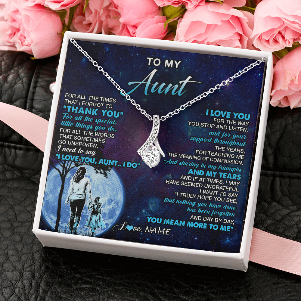 Alluring Beauty Necklace 14K White Gold Finish | 2 | Personalized To My Aunt Necklace From Niece Thank You Day By Day Aunt Birthday Gifts Mothers Day Christmas Customized Gift Box Message Card | teecentury