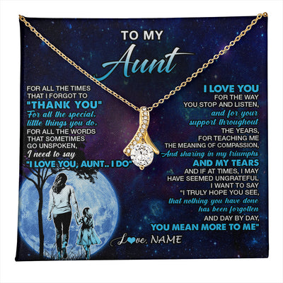 Alluring Beauty Necklace 18K Yellow Gold Finish | 1 | Personalized To My Aunt Necklace From Niece Thank You Day By Day Aunt Birthday Gifts Mothers Day Christmas Customized Gift Box Message Card | teecentury