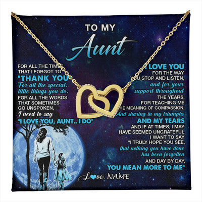 Interlocking Hearts Necklace 18K Yellow Gold Finish | 1 | Personalized To My Aunt Necklace From Niece Thank You Day By Day Aunt Birthday Gifts Mothers Day Christmas Customized Gift Box Message Card | teecentury