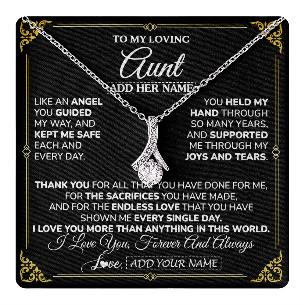 Alluring Beauty Necklace 14K White Gold Finish | 1 | Personalized To My Aunt Necklace Gifts Meaningful Gift To Aunt From Niece Without You There Is No Me Mothers Day Birthday Custom Gift Box Message Card | https://teecentury.
