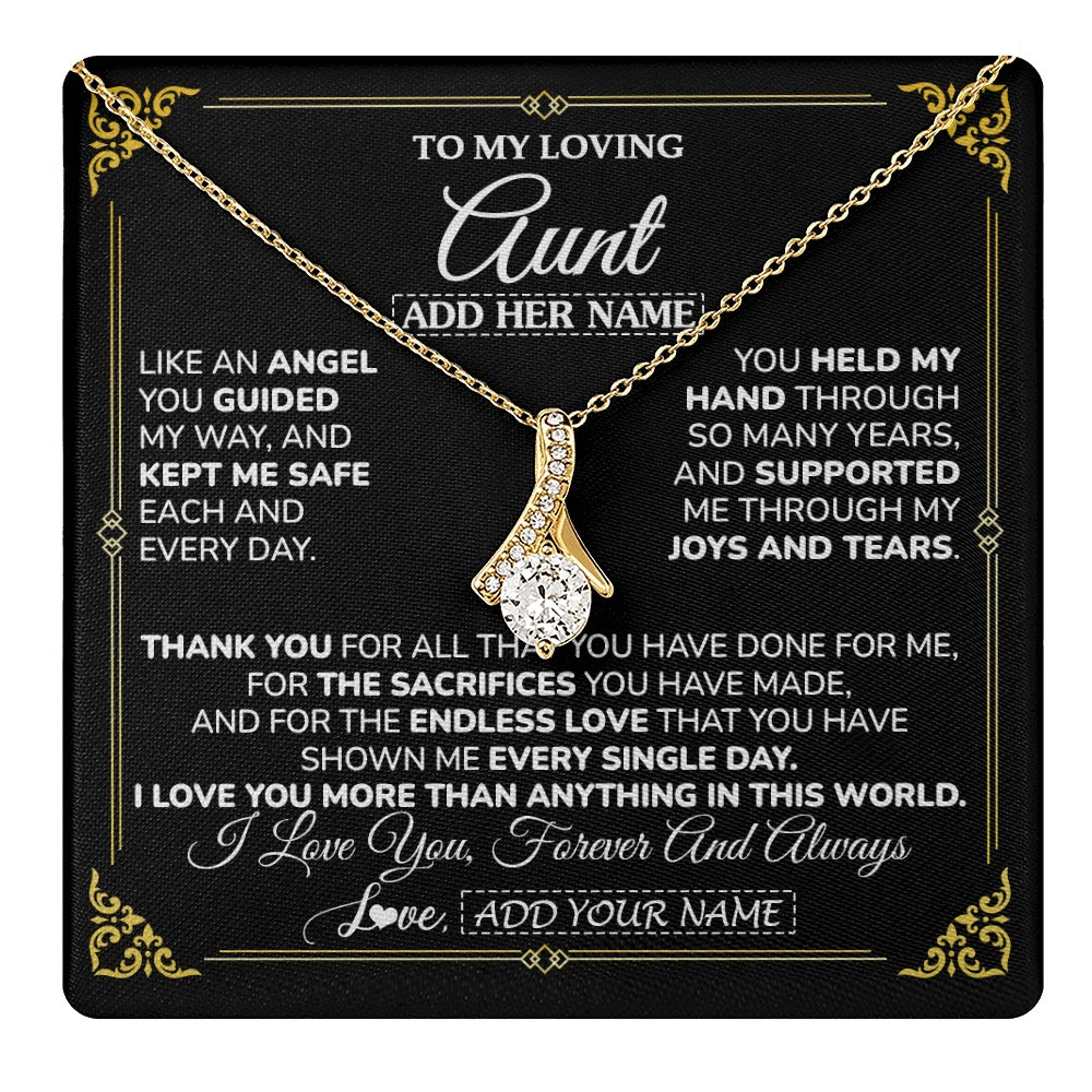 Alluring Beauty Necklace 18K Yellow Gold Finish | 1 | Personalized To My Aunt Necklace Gifts Meaningful Gift To Aunt From Niece Without You There Is No Me Mothers Day Birthday Custom Gift Box Message Card | https://teecentury.