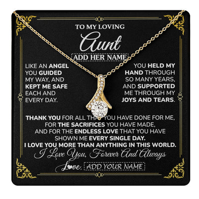 Alluring Beauty Necklace 18K Yellow Gold Finish | 1 | Personalized To My Aunt Necklace Gifts Meaningful Gift To Aunt From Niece Without You There Is No Me Mothers Day Birthday Custom Gift Box Message Card | https://teecentury.