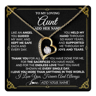 Forever Love Necklace 18K Yellow Gold Finish | 1 | Personalized To My Aunt Necklace Gifts Meaningful Gift To Aunt From Niece Without You There Is No Me Mothers Day Birthday Custom Gift Box Message Card | https://teecentury.