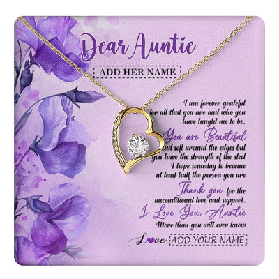 Forever Love Necklace 18K Yellow Gold Finish | 1 | Personalized To My Auntie Gifts From Niece Nephew Necklace Flower You Are Beautiful Gifts For Auntie Mothers Day Birthday Christmas Gift Box Message Card | teecentury.myshopify