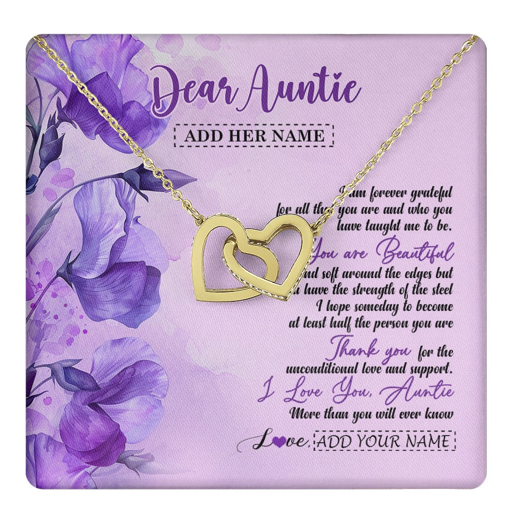 Interlocking Hearts Necklace 18K Yellow Gold Finish | 1 | Personalized To My Auntie Gifts From Niece Nephew Necklace Flower You Are Beautiful Gifts For Auntie Mothers Day Birthday Christmas Gift Box Message Card | teecentury.myshopify