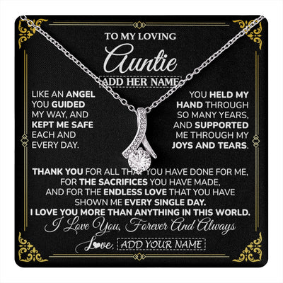 Alluring Beauty Necklace 14K White Gold Finish | 1 | Personalized To My Auntie Necklace Gifts Meaningful Gift To Auntie From Niece Without You There Is No Me Mothers Day Aunt Birthday Gift Box Message Card | https://teecentury.