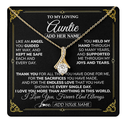 Alluring Beauty Necklace 18K Yellow Gold Finish | 1 | Personalized To My Auntie Necklace Gifts Meaningful Gift To Auntie From Niece Without You There Is No Me Mothers Day Aunt Birthday Gift Box Message Card | https://teecentury.