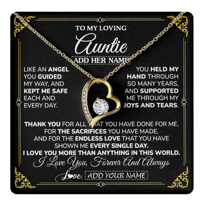 Forever Love Necklace 18K Yellow Gold Finish | 1 | Personalized To My Auntie Necklace Gifts Meaningful Gift To Auntie From Niece Without You There Is No Me Mothers Day Aunt Birthday Gift Box Message Card | https://teecentury.