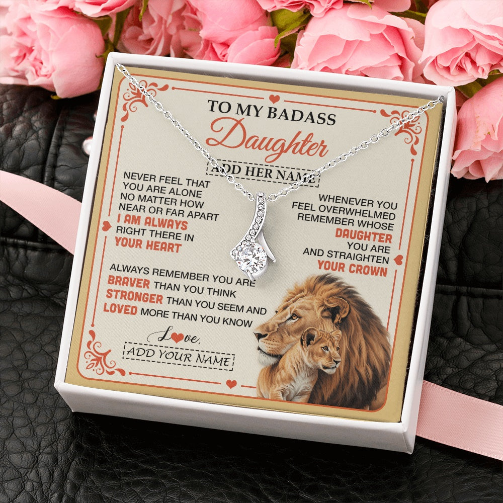 Alluring Beauty Necklace 14K White Gold Finish | 2 | Personalized To My Badass Daughter Gifts From Mom Dad Necklace Lion Jewelry Gifts Present Ideas For Daughter Birthday Christmas Custom Gift Box Message Card | https://teecentury.