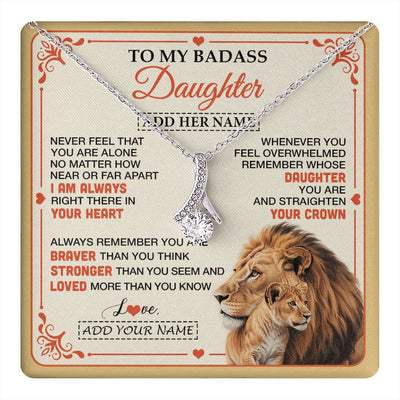 Alluring Beauty Necklace 14K White Gold Finish | 1 | Personalized To My Badass Daughter Gifts From Mom Dad Necklace Lion Jewelry Gifts Present Ideas For Daughter Birthday Christmas Custom Gift Box Message Card | https://teecentury.