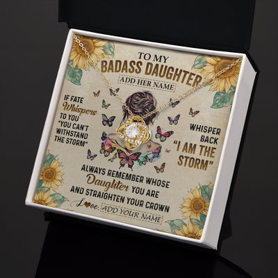 Love Knot Necklace 18K Yellow Gold Finish | 2 | Personalized To My Badass Daughter Necklace From Dad Mom Father I Am The Storm Daughter Gifts Birthday Graduation Christmas Customized Gift Box Message Card | teecentury