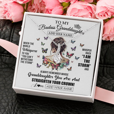 Alluring Beauty Necklace 14K White Gold Finish | 2 | Personalized To My Badass Granddaughter I Am The Storm Necklace From Grandpa Papa Beautiful Granddaughter Birthday Gifts Christmas Gift Box Message Card | https://teecentury.