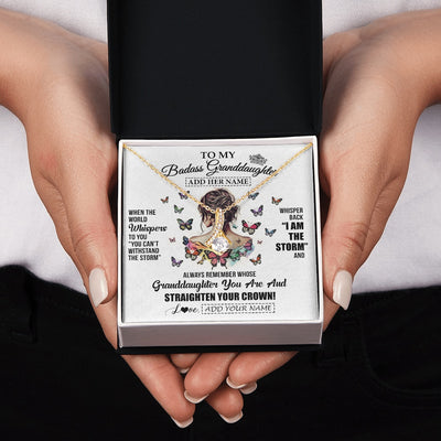 Alluring Beauty Necklace 18K Yellow Gold Finish | 2 | Personalized To My Badass Granddaughter I Am The Storm Necklace From Grandpa Papa Beautiful Granddaughter Birthday Gifts Christmas Gift Box Message Card | https://teecentury.