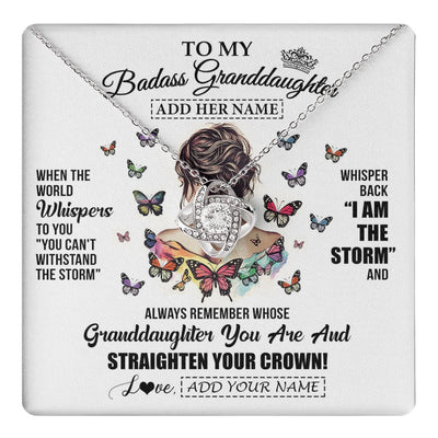 Love Knot Necklace 14K White Gold Finish | 1 | Personalized To My Badass Granddaughter I Am The Storm Necklace From Grandpa Papa Beautiful Granddaughter Birthday Gifts Christmas Gift Box Message Card | https://teecentury.