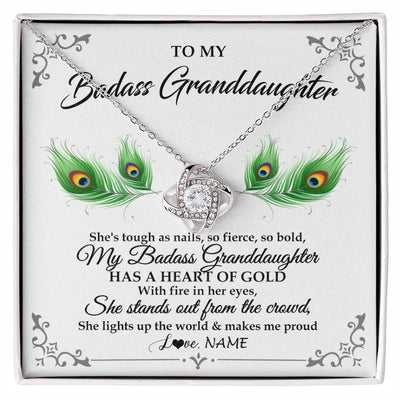 Love Knot Necklace 14K White Gold Finish | 1 | Personalized To My Badass Granddaughter Necklace From Grandma Love You Always Granddaughter Birthday Graduation Christmas Customized Gift Box Message Card | teecentury