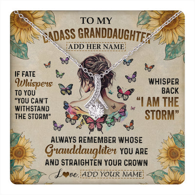 Alluring Beauty Necklace 14K White Gold Finish | 1 | Personalized To My Badass Granddaughter Necklace From Grandpa Papa I Am The Storm Granddaughter Gifts Birthday Christmas Customized Gift Box Message Card | teecentury