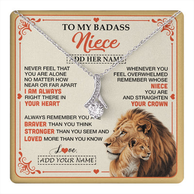 Alluring Beauty Necklace 14K White Gold Finish | 1 | Personalized To My Badass Niece Gifts From Aunt Uncle Necklace Lion Jewelry Gifts Present Ideas For Niece Birthday Graduation Christmas Gift Box Message Card | https://teecentury.