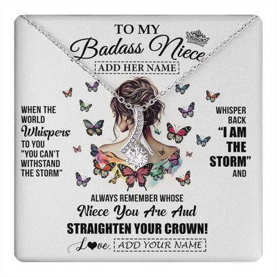 Alluring Beauty Necklace 14K White Gold Finish | 1 | Personalized To My Badass Niece I Am The Storm Necklace From Uncle Aunt Auntie Beautiful Niece Birthday Gifts Graduation Christmas Gift Box Message Card | https://teecentury.
