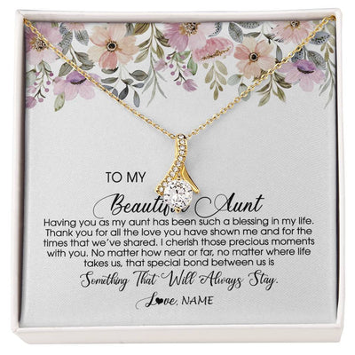 Alluring Beauty Necklace 18K Yellow Gold Finish | Personalized To My Beautiful Aunt Necklace From Niece Nephew Having You As My Aunt Auntie Birthday Mothers Day Christmas Customized Gift Box Message Card | teecentury