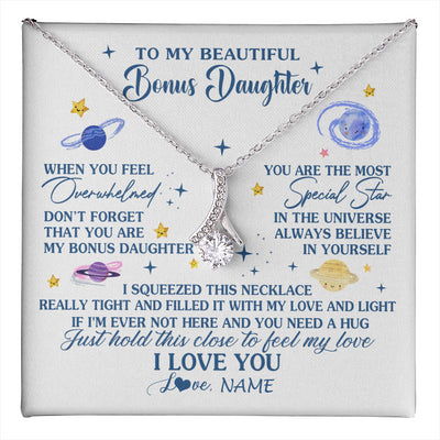 Alluring Beauty Necklace 14K White Gold Finish | 1 | Personalized To My Beautiful Bonus Daughter Gifs From Bonus Mom Necklace Inspirational Stepddaughter Birthday Gifts Christmas Customized Gift Box Message Card | teecentury