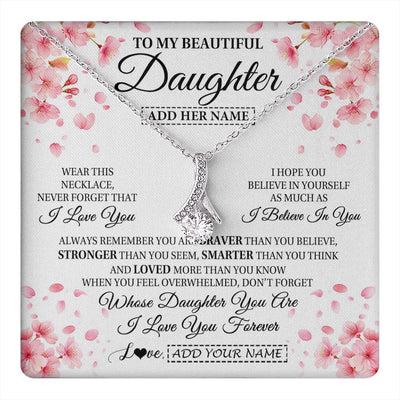 Alluring Beauty Necklace 14K White Gold Finish | 1 | Personalized To My Beautiful Daughter From Mom Dad Mother Father Necklace Never Forget Birthday Gifts For Daughter Gift Christmas Gift Box Message Card | teecentury.myshopify