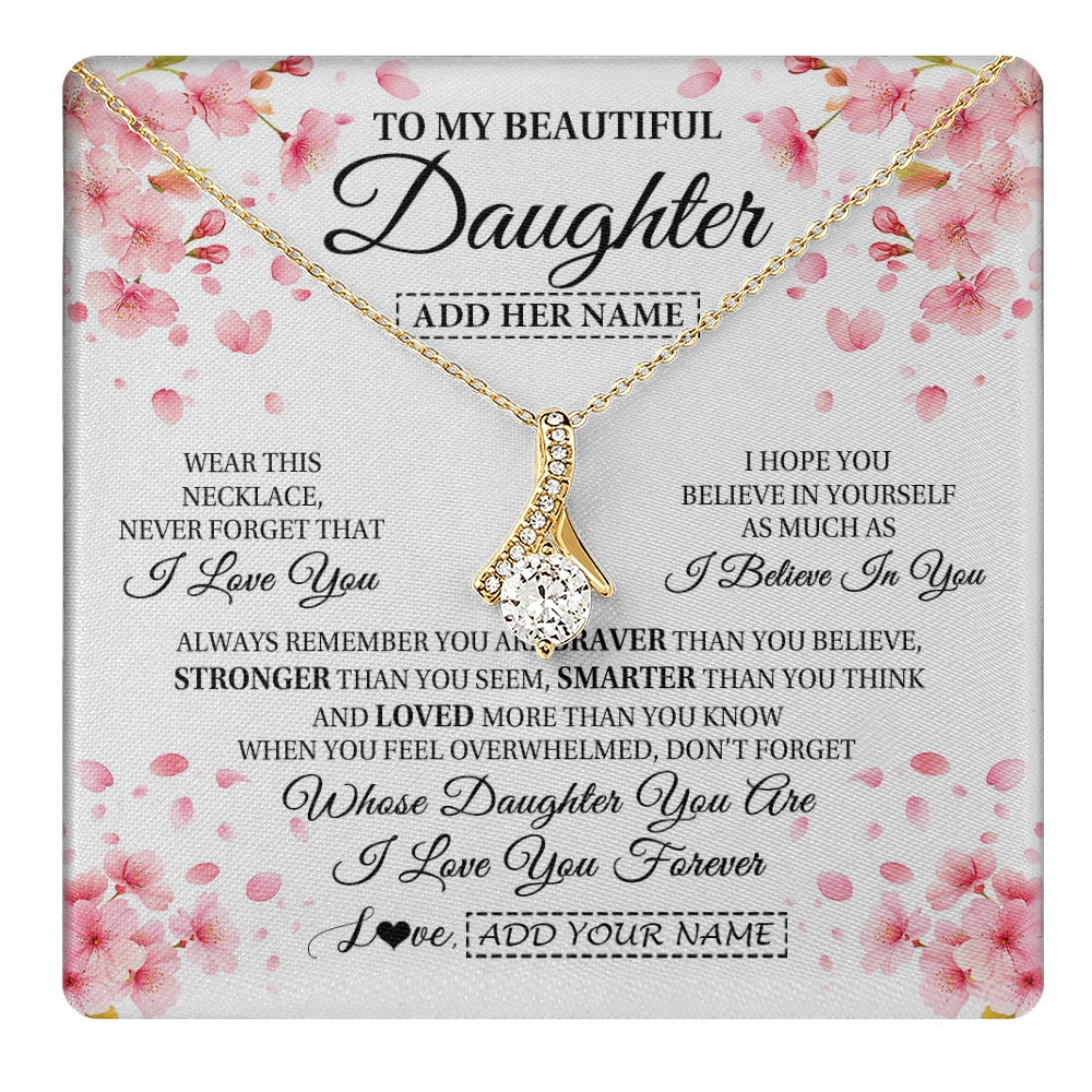 Alluring Beauty Necklace 18K Yellow Gold Finish | 1 | Personalized To My Beautiful Daughter From Mom Dad Mother Father Necklace Never Forget Birthday Gifts For Daughter Gift Christmas Gift Box Message Card | teecentury.myshopify