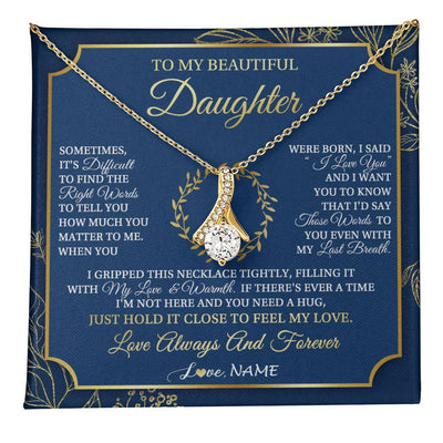 Alluring Beauty Necklace 18K Yellow Gold Finish | 1 | Personalized To My Beautiful Daughter From Mom Dad Mother I Gripped This Necklace Daughter Jewelry Birthday Gifts Christmas Customized Gift Box Message Card | teecentury