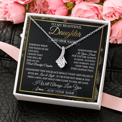 Alluring Beauty Necklace 14K White Gold Finish | 2 | Personalized To My Beautiful Daughter Gifts Necklace From Mom Dad Feel My Love For Adult Daughter Graduation Christmas Graduation Custom Gift Box Message Card | https://teecentury.