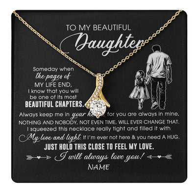 Alluring Beauty Necklace 18K Yellow Gold Finish | 1 | Personalized To My Beautiful Daughter Necklace From Dad Father Always Love You Daughter Birthday Graduation Christmas Customized Gift Box Message Card | teecentury