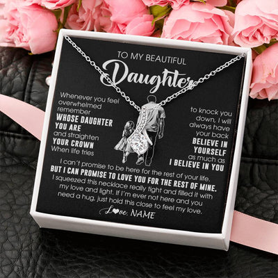 Alluring Beauty Necklace 14K White Gold Finish | 2 | Personalized To My Beautiful Daughter Necklace From Dad Father Believe In Yourself Daughter Birthday Gifts Jewelry Christmas Customized Message Card | teecentury