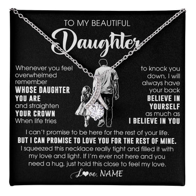 Alluring Beauty Necklace 14K White Gold Finish | 1 | Personalized To My Beautiful Daughter Necklace From Dad Father Believe In Yourself Daughter Birthday Gifts Jewelry Christmas Customized Message Card | teecentury