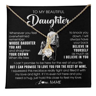 Alluring Beauty Necklace 18K Yellow Gold Finish | 1 | Personalized To My Beautiful Daughter Necklace From Dad Father Believe In Yourself Daughter Birthday Gifts Jewelry Christmas Customized Message Card | teecentury