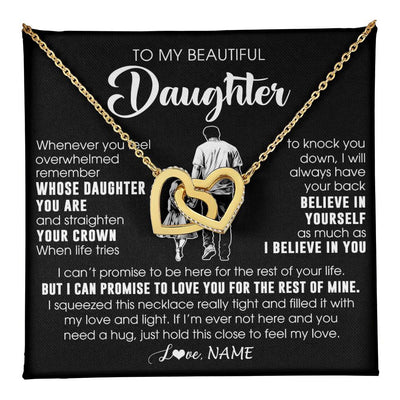 Interlocking Hearts Necklace 18K Yellow Gold Finish | 1 | Personalized To My Beautiful Daughter Necklace From Dad Father Believe In Yourself Daughter Birthday Gifts Jewelry Christmas Customized Message Card | teecentury