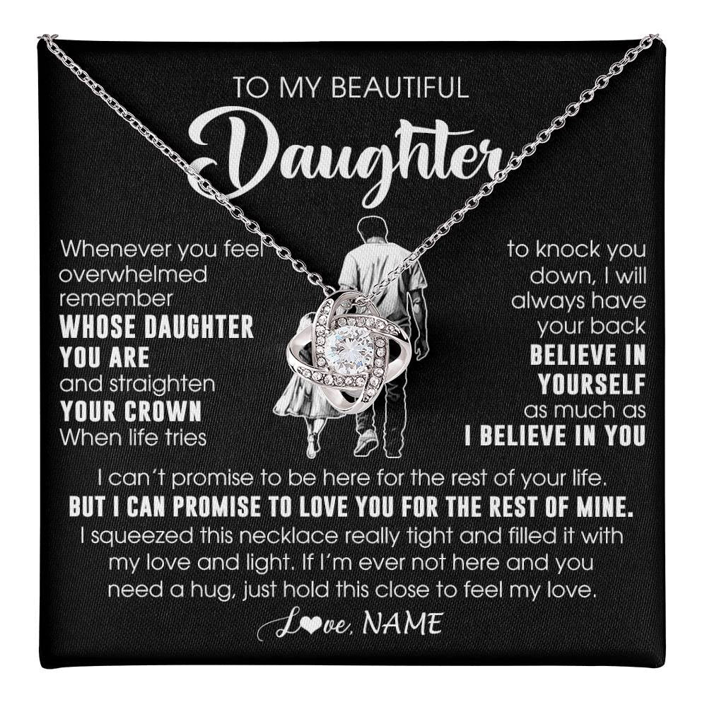 Love Knot Necklace 14K White Gold Finish | 1 | Personalized To My Beautiful Daughter Necklace From Dad Father Believe In Yourself Daughter Birthday Gifts Jewelry Christmas Customized Message Card | teecentury